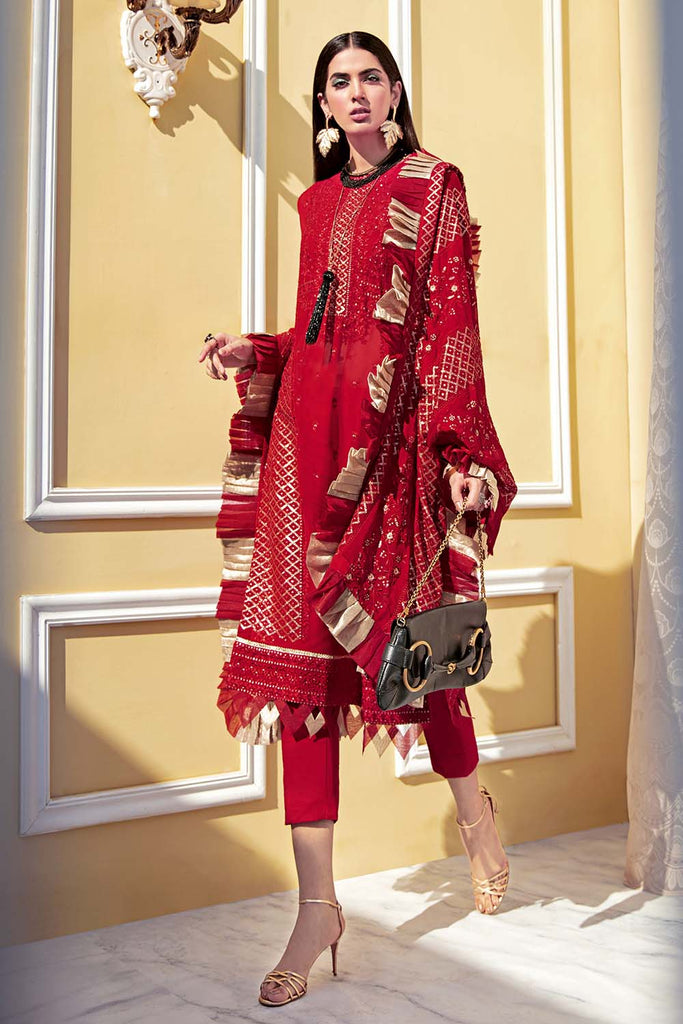 Gul Ahmed Summer Premium Lawn 2021 · 3PC Unstitched Chiffon Embroidered Suit LE-35