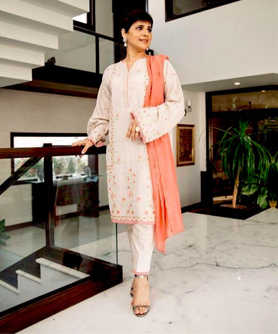 Zellbury Luxury – Embroidered Shirt Shalwar Dupatta - Soft Pink - Slub Lawn Suit - ZW-892